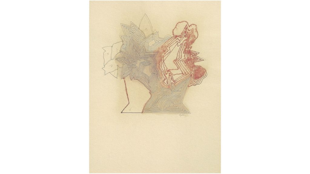 Manuel Baptista - Projecto para escultura, 1970, Sepia, india ink, water spray and graphite on paper, 62,5 x 48cm