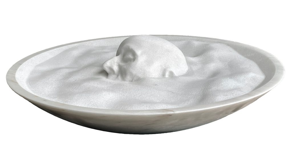 Manuel Rosa - Cabeça 2, 2025, Mármore branco, 23 x 70cm (diâmetro)